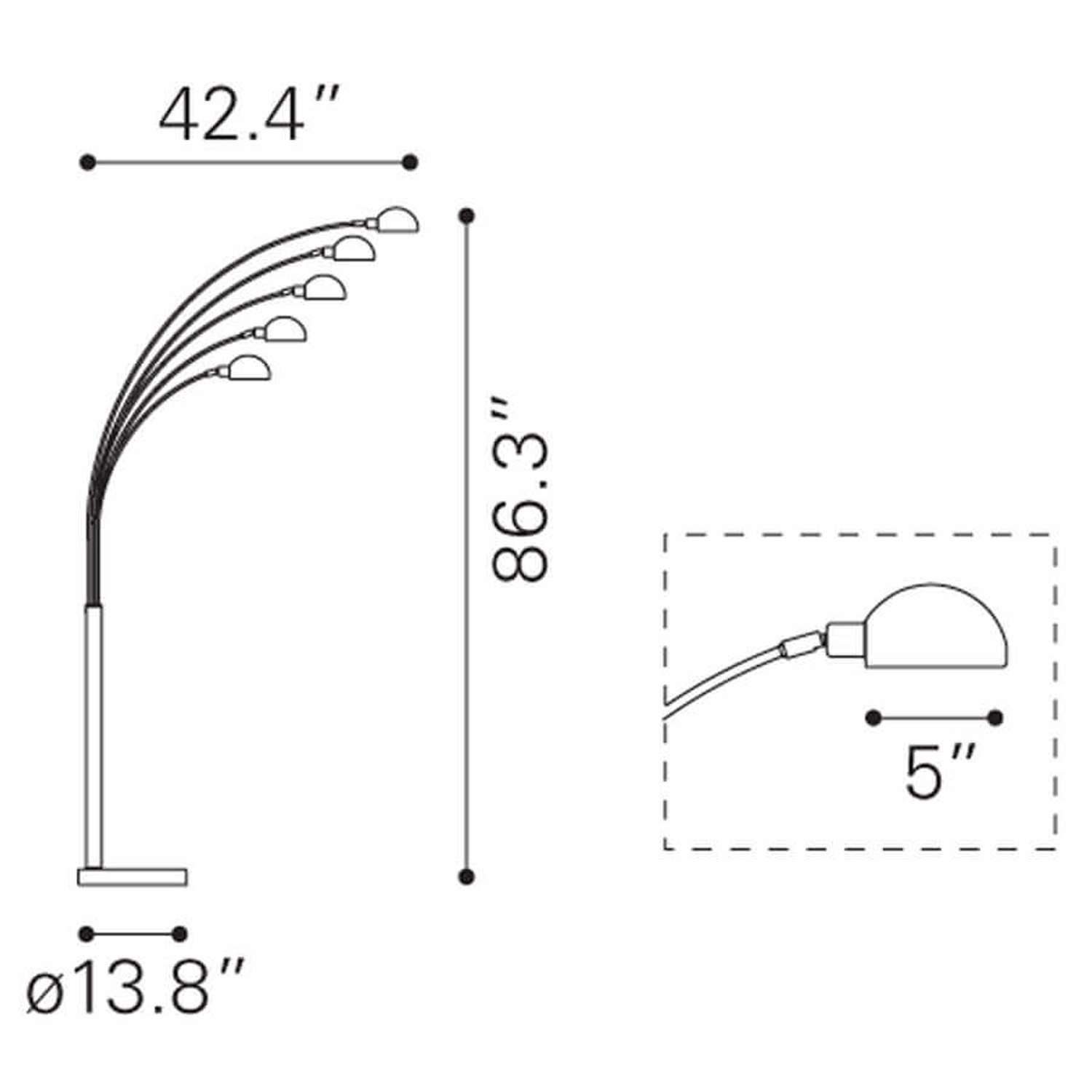 5 light floor lamp dimensions view 5 light floor lamp dimensions view