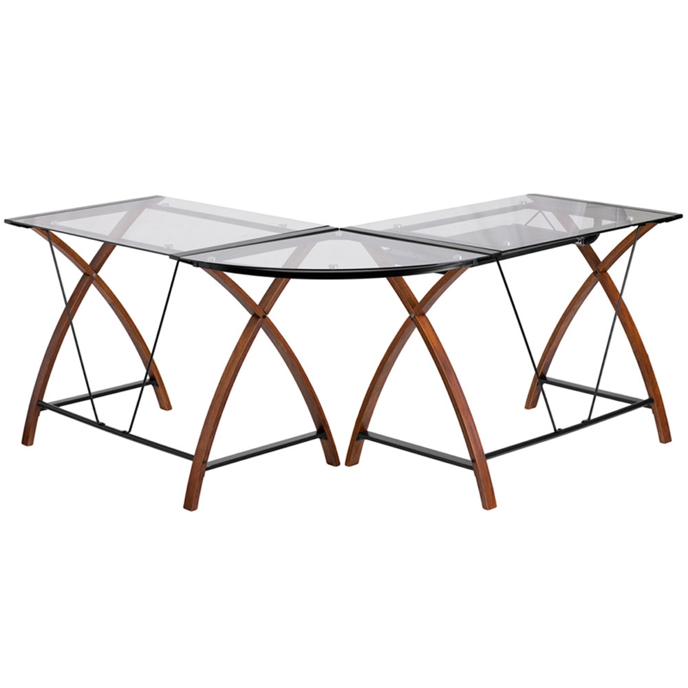 L shaped glass desk rear view L shaped glass desk rear view