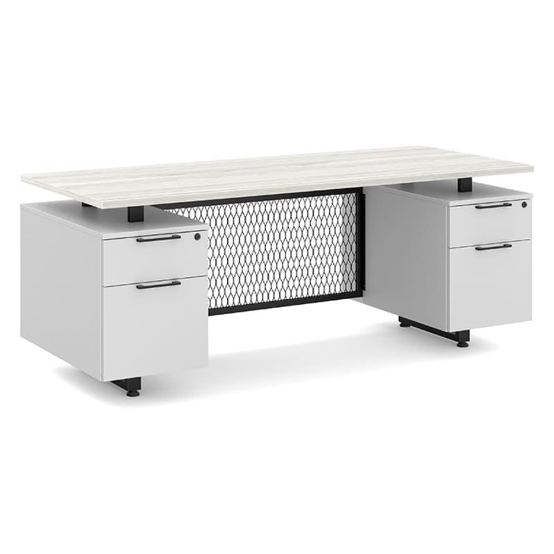 Straight office desk silver birch top 1 Straight office desk silver birch top 1