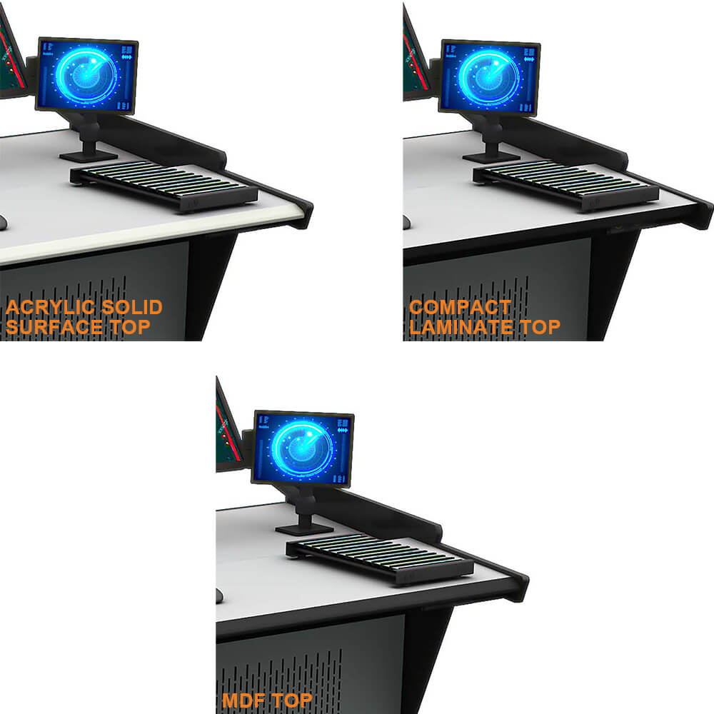 Air traffic control station worksurface finishes Air traffic control station worksurface finishes
