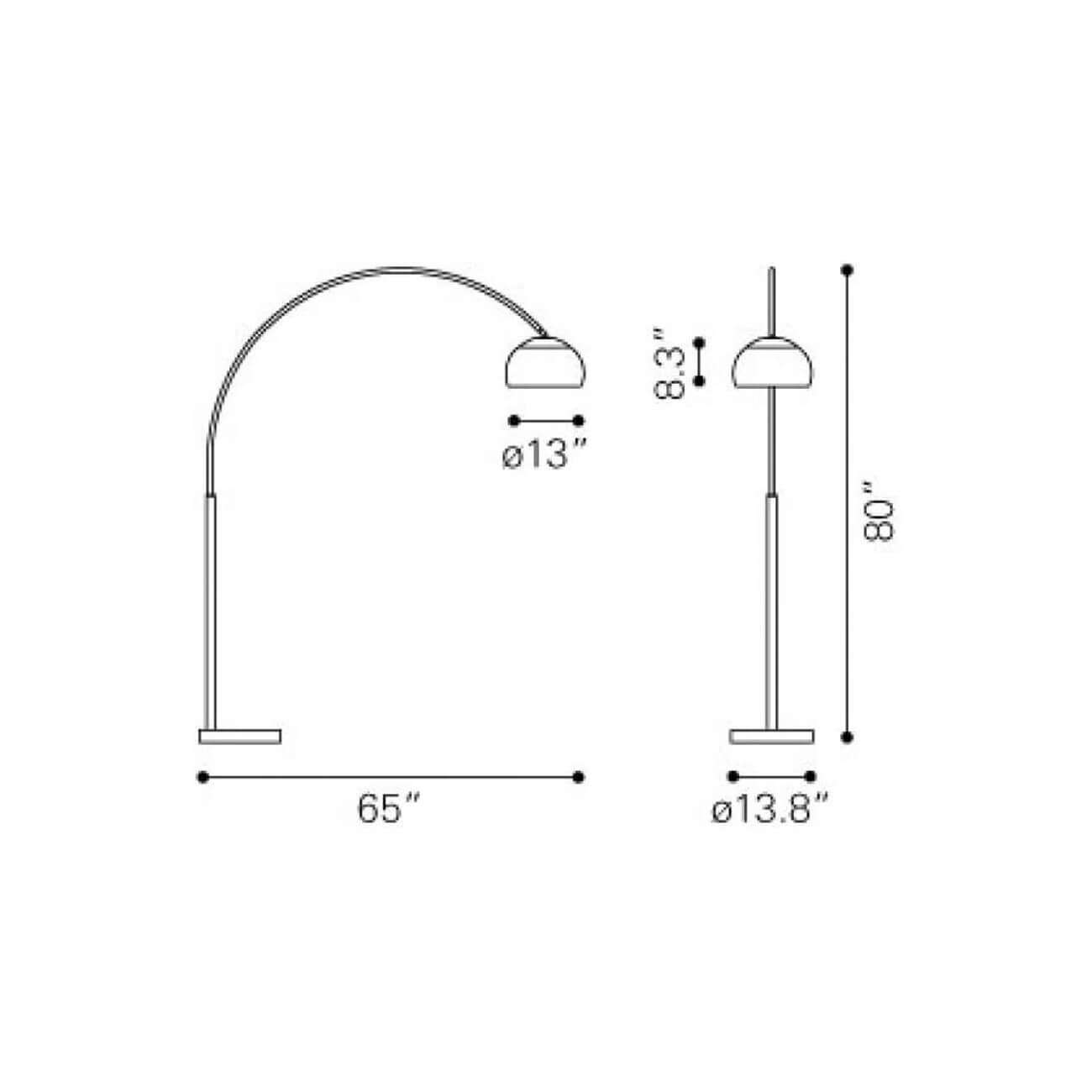 Arch floor lamp dimensions view Arch floor lamp dimensions view