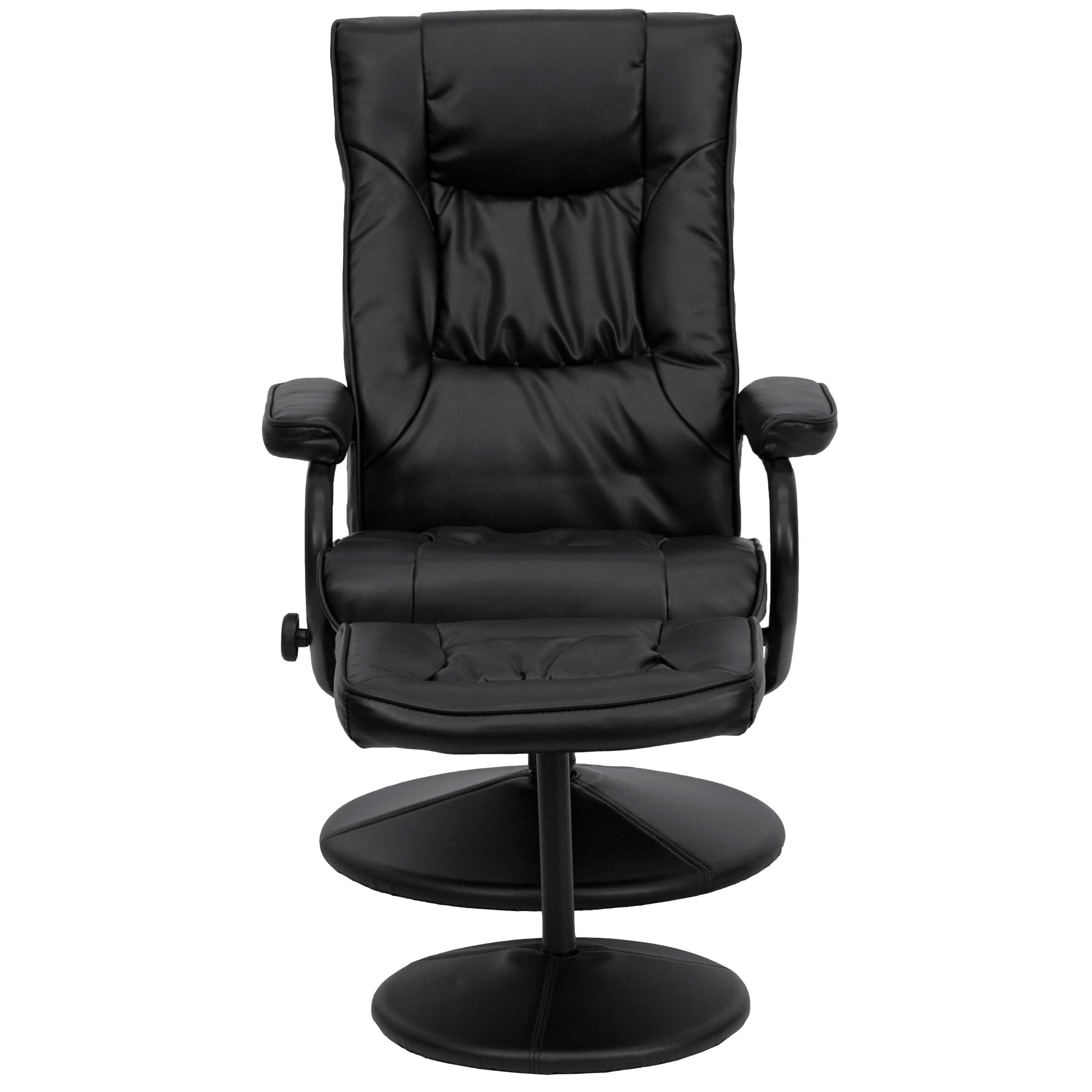 Contemporary recliner with ottoman front view Contemporary recliner with ottoman front view