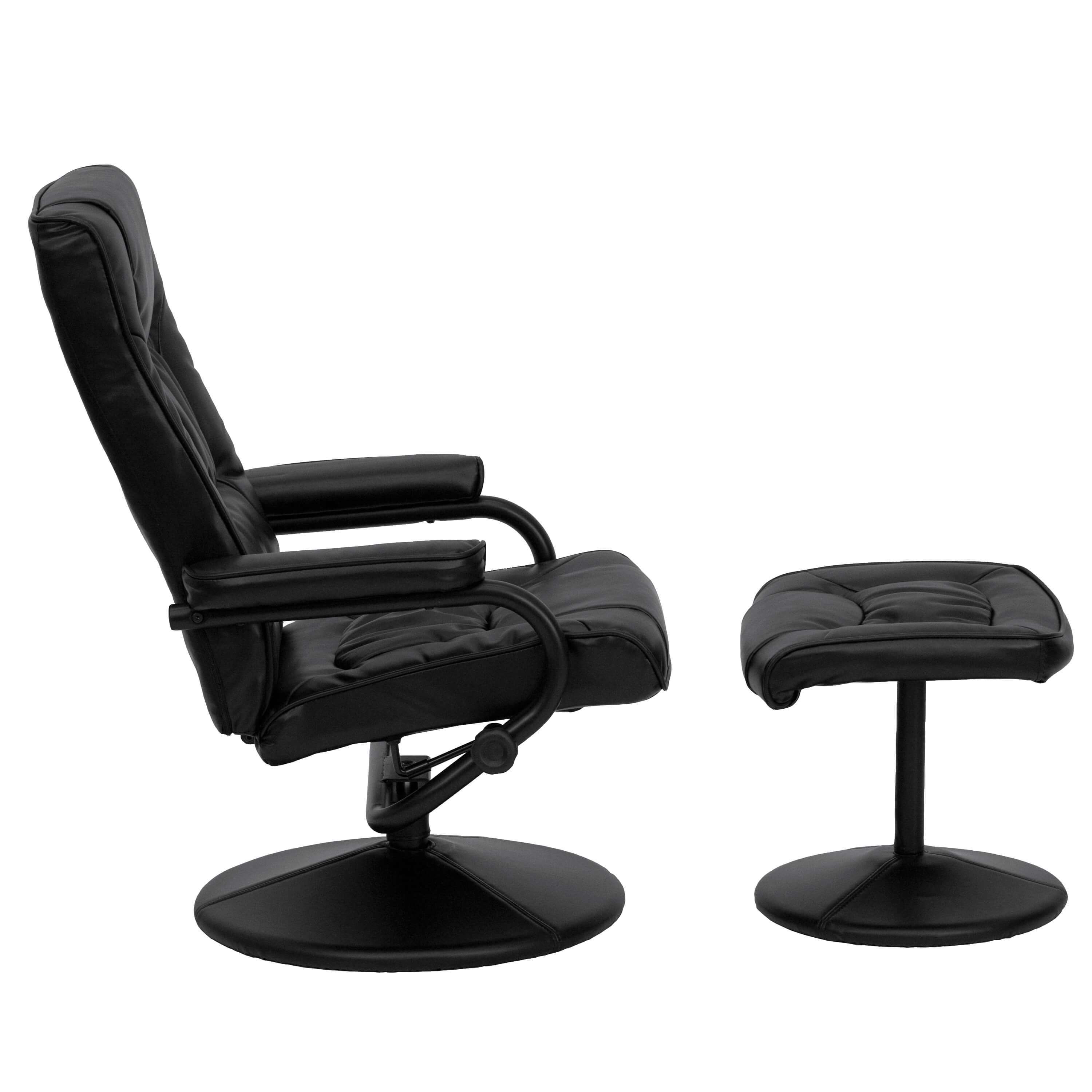 Contemporary recliner with ottoman side view Contemporary recliner with ottoman side view