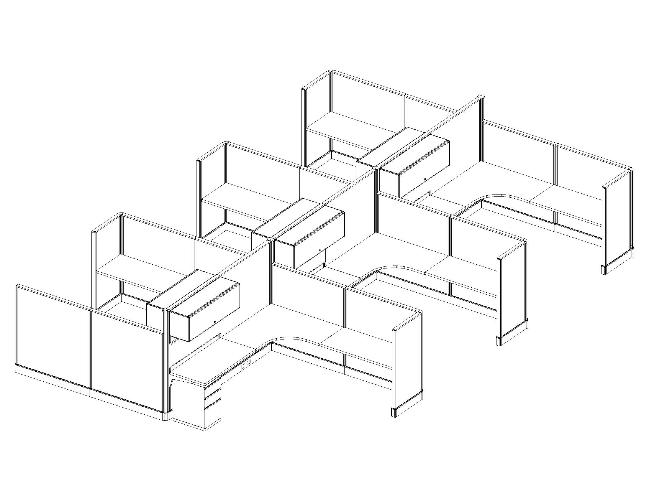 O2 series large cubicles 8x8x67 53 cluster O2 series large cubicles 8x8x67 53 cluster