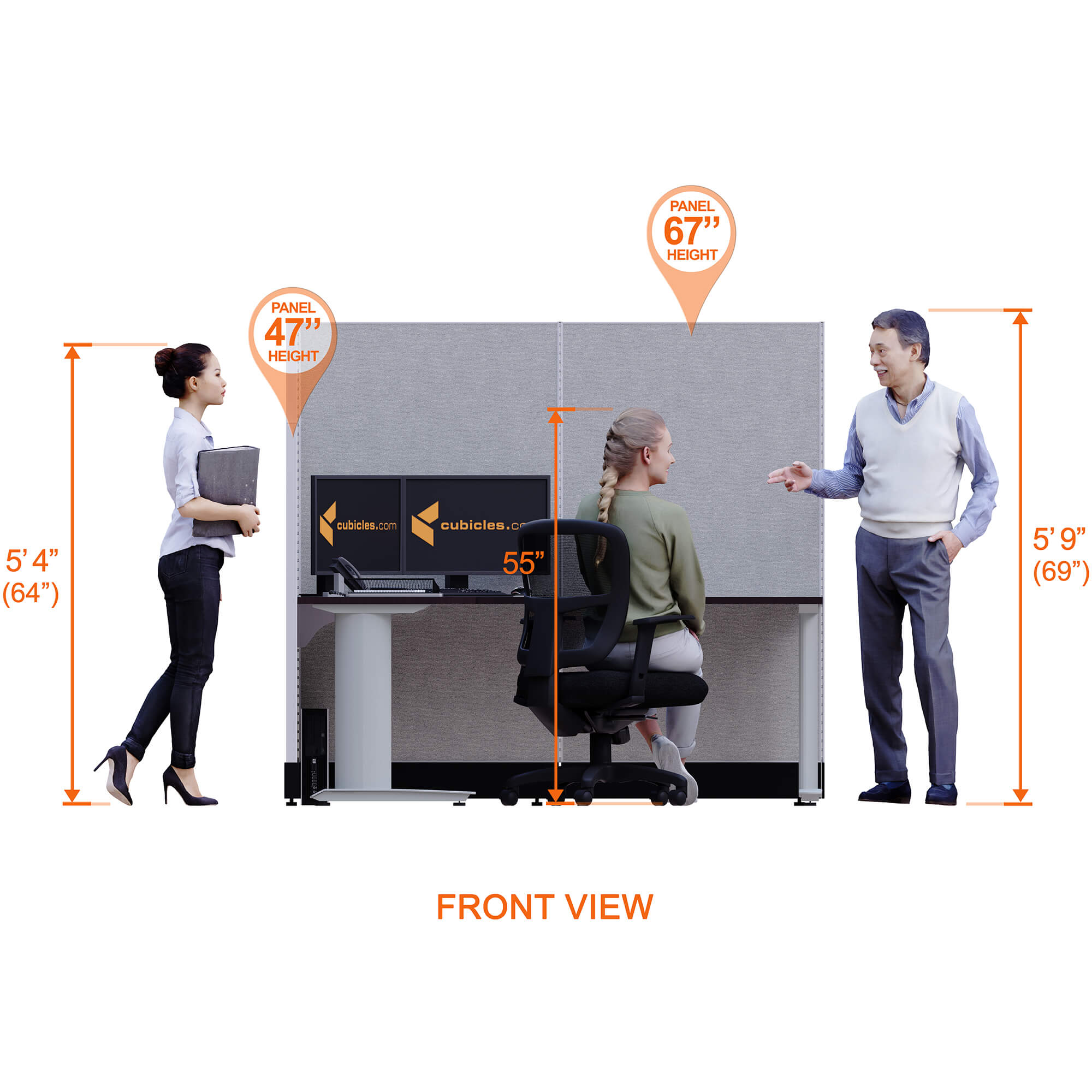 Cubicle desk l shaped 1pack front view heights Cubicle desk l shaped 1pack front view heights