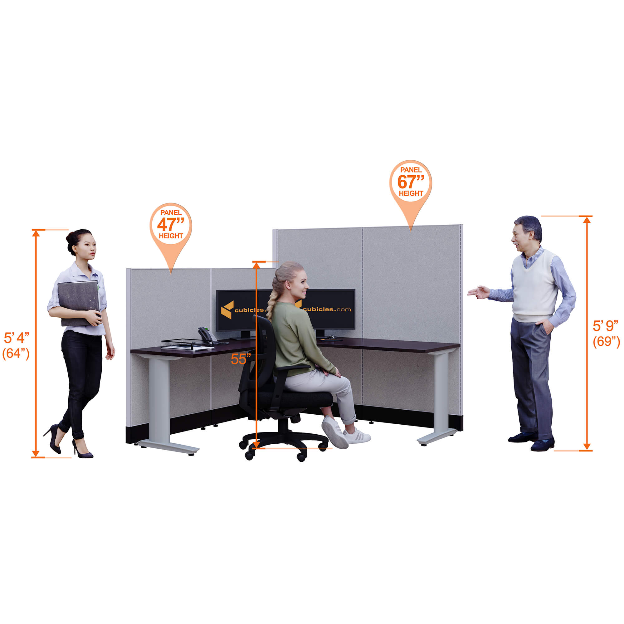 Cubicle desk l shaped 1pack perspective heights Cubicle desk l shaped 1pack perspective heights