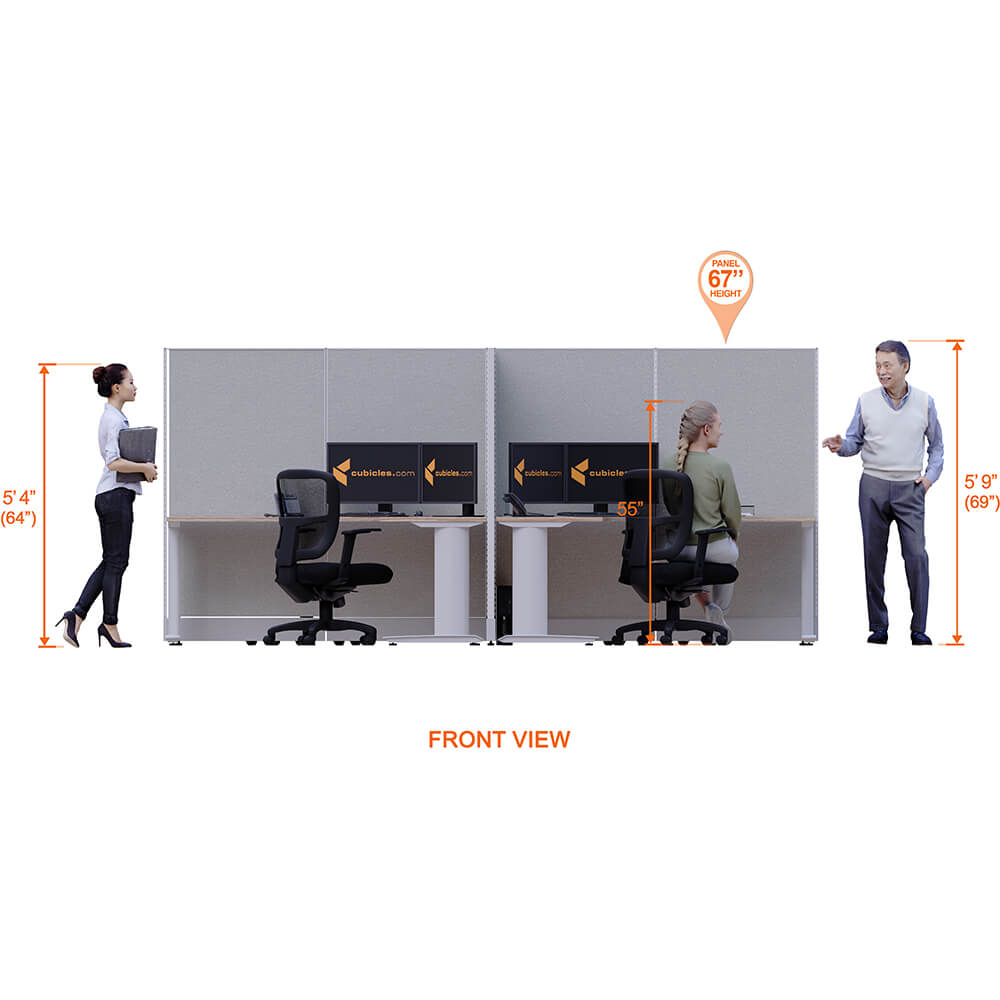 Cubicle desk l shaped 4pack x cluster front view heights Cubicle desk l shaped 4pack x cluster front view heights
