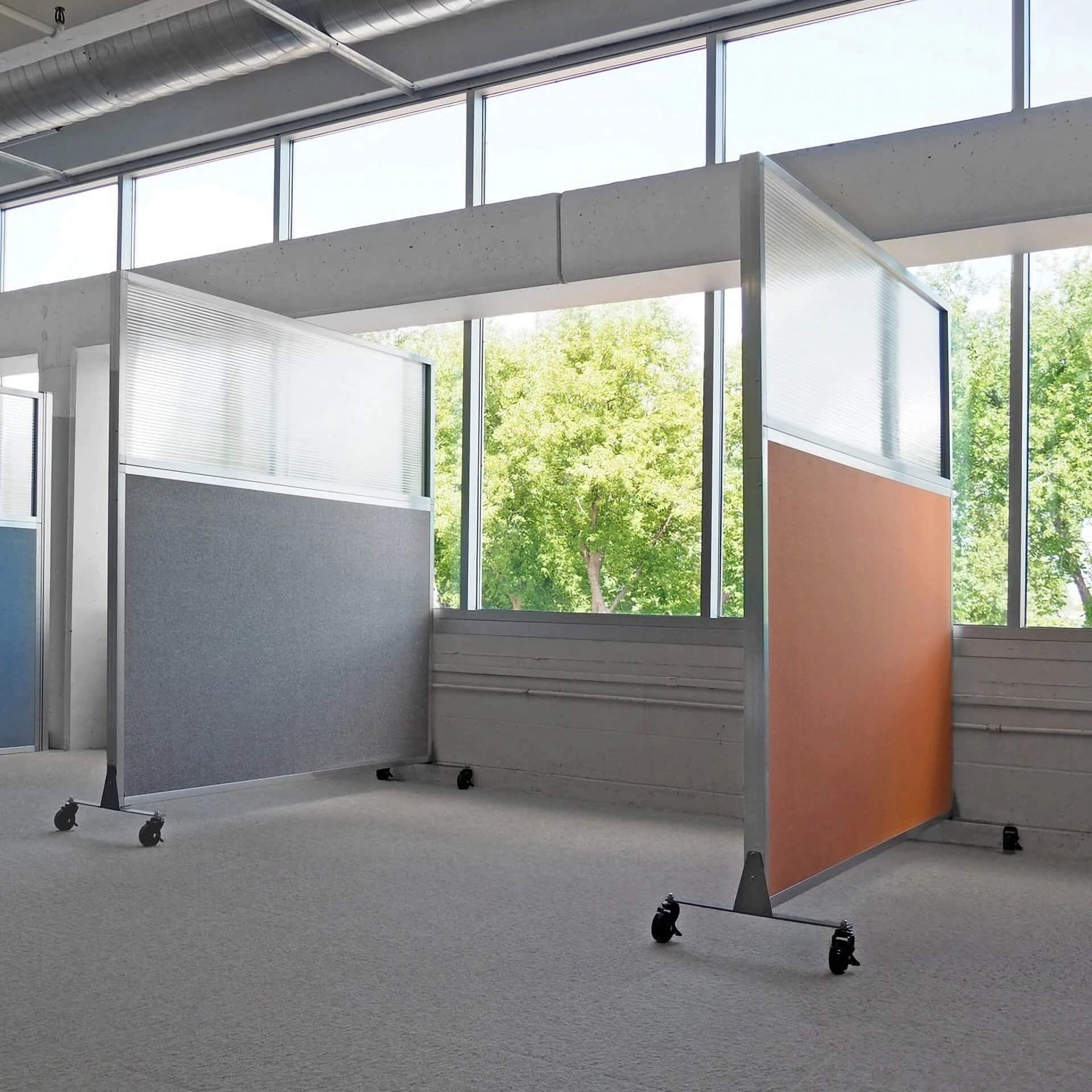 Modular panels on wheels 72h x 60w lifestyle Modular panels on wheels 72h x 60w lifestyle