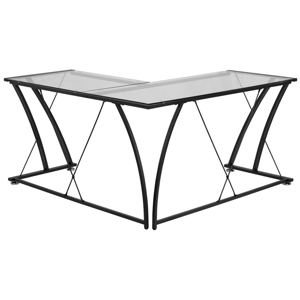 Glass computer table rear view Glass computer table rear view