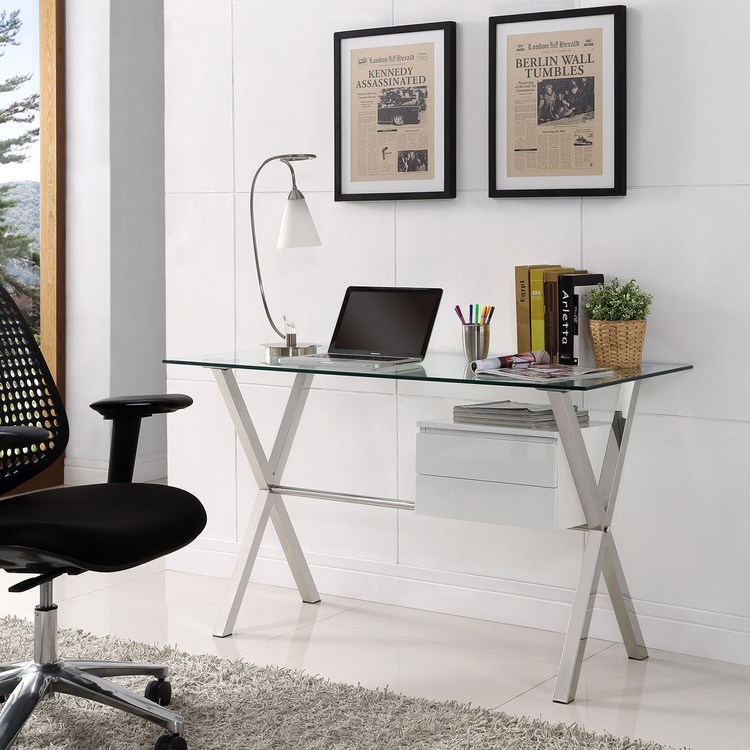 Glass top computer desk environmental Glass top computer desk environmental