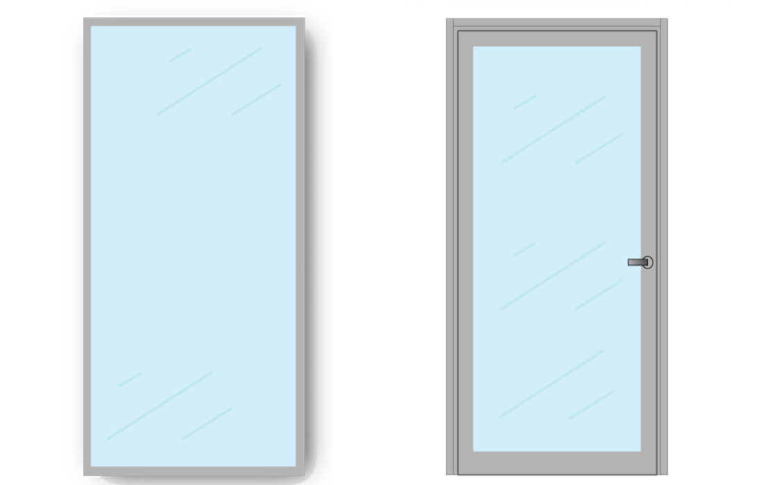 Glass wall with door parts Glass wall with door parts