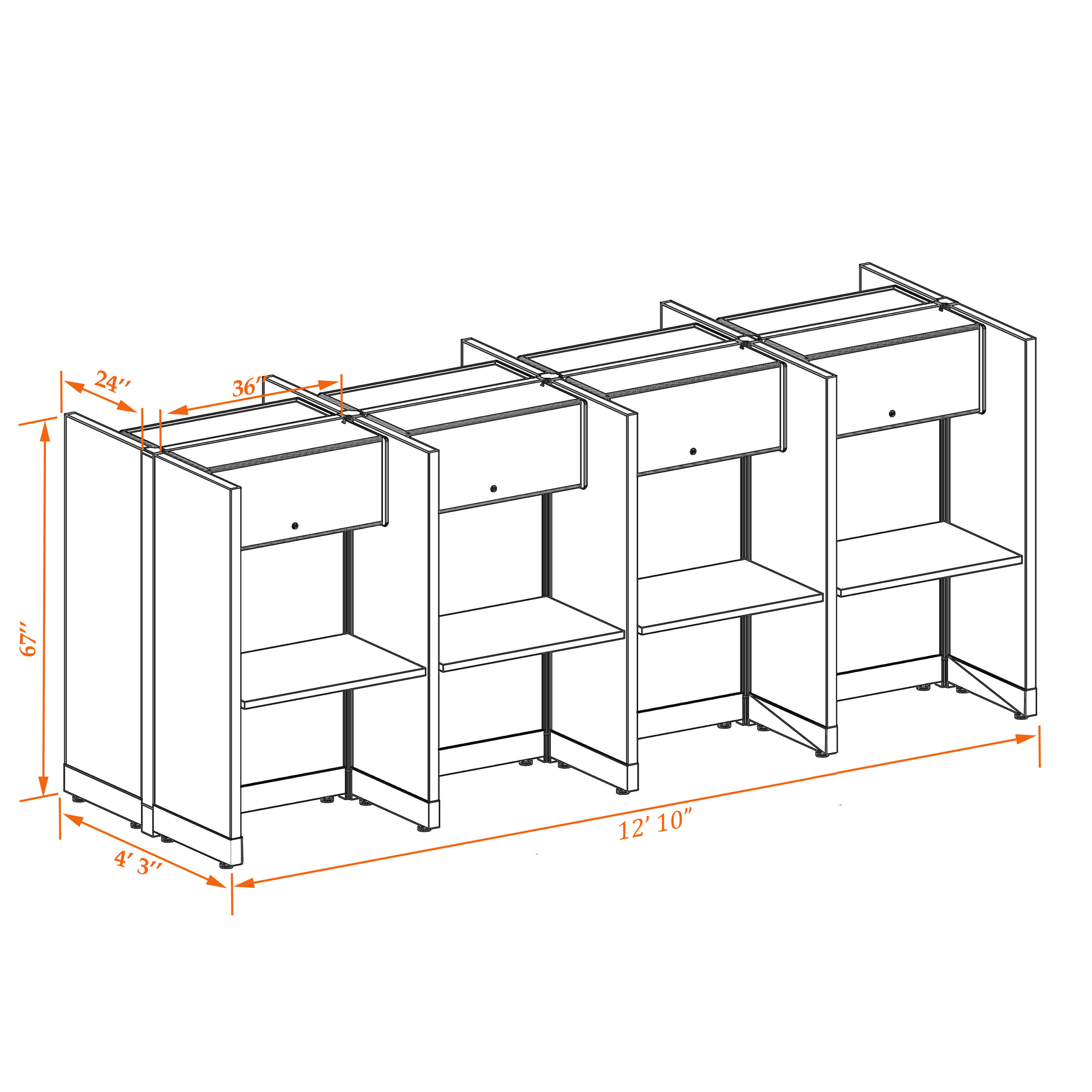 Tall cubicles 67HU 23 8PC Tall cubicles 67HU 23 8PC