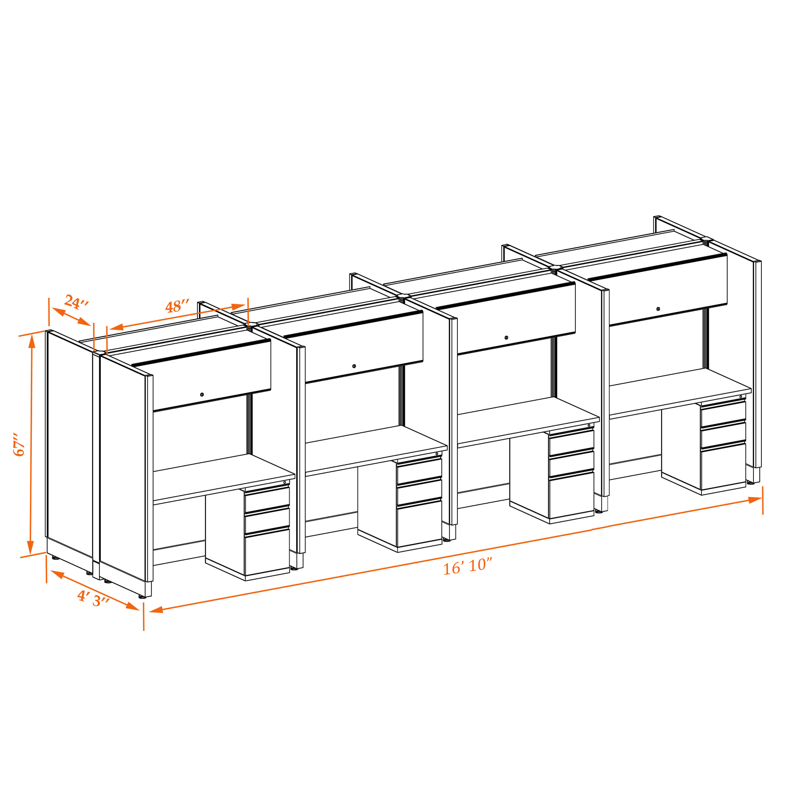 Tall cubicles 67HU 24 8PC Tall cubicles 67HU 24 8PC