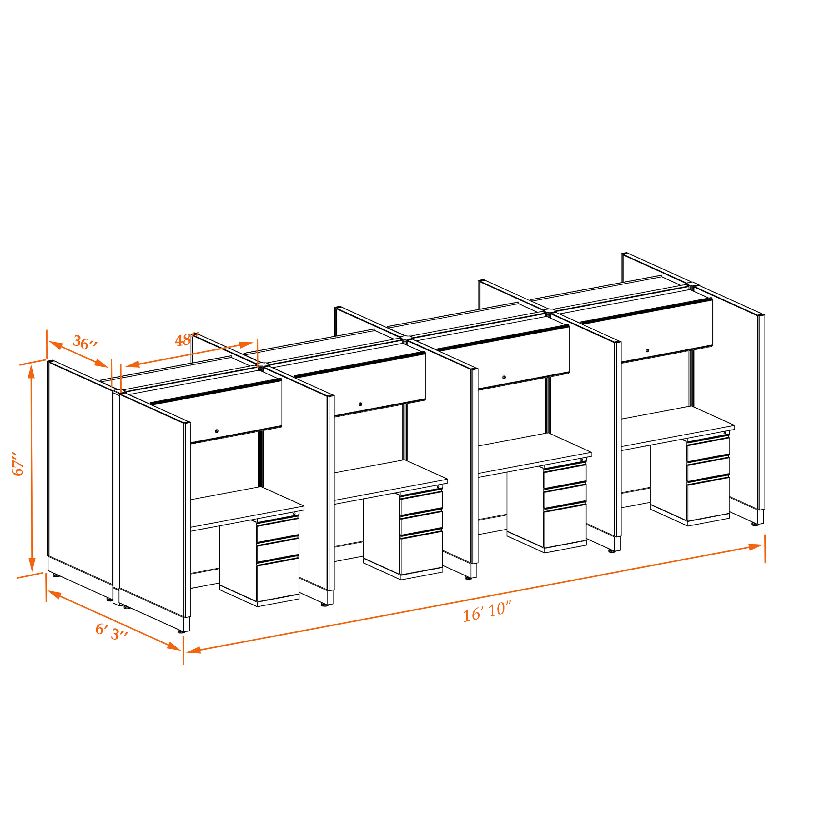 Tall cubicles 67HU 34 8PC Tall cubicles 67HU 34 8PC
