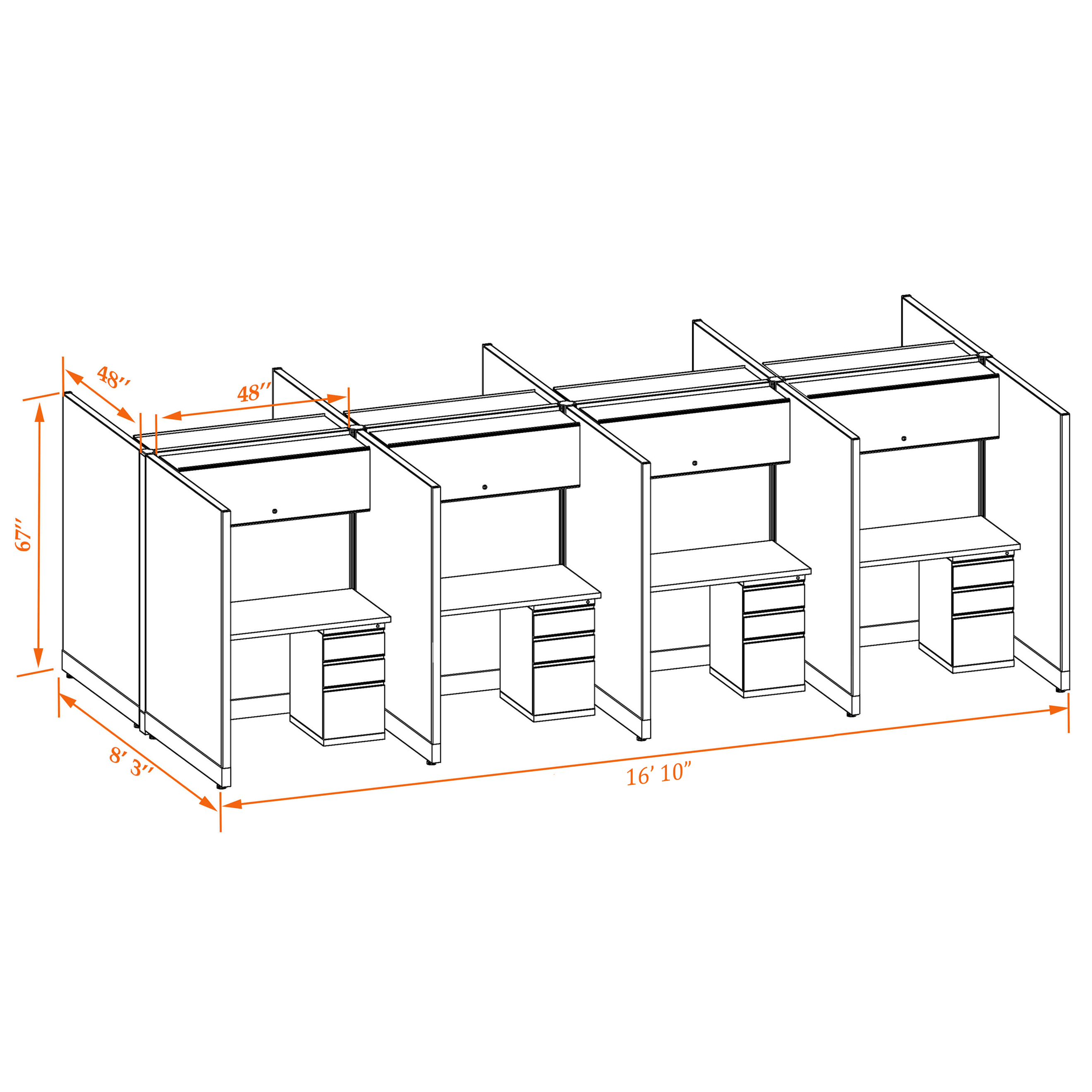 Tall cubicles 67HU 44 8PC Tall cubicles 67HU 44 8PC