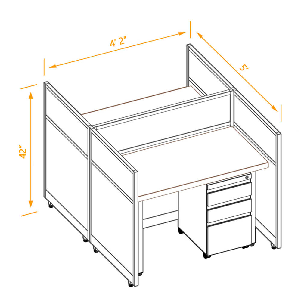 Cubicle workspaces 42h fixed non powered 2pack 2x4 Cubicle workspaces 42h fixed non powered 2pack 2x4