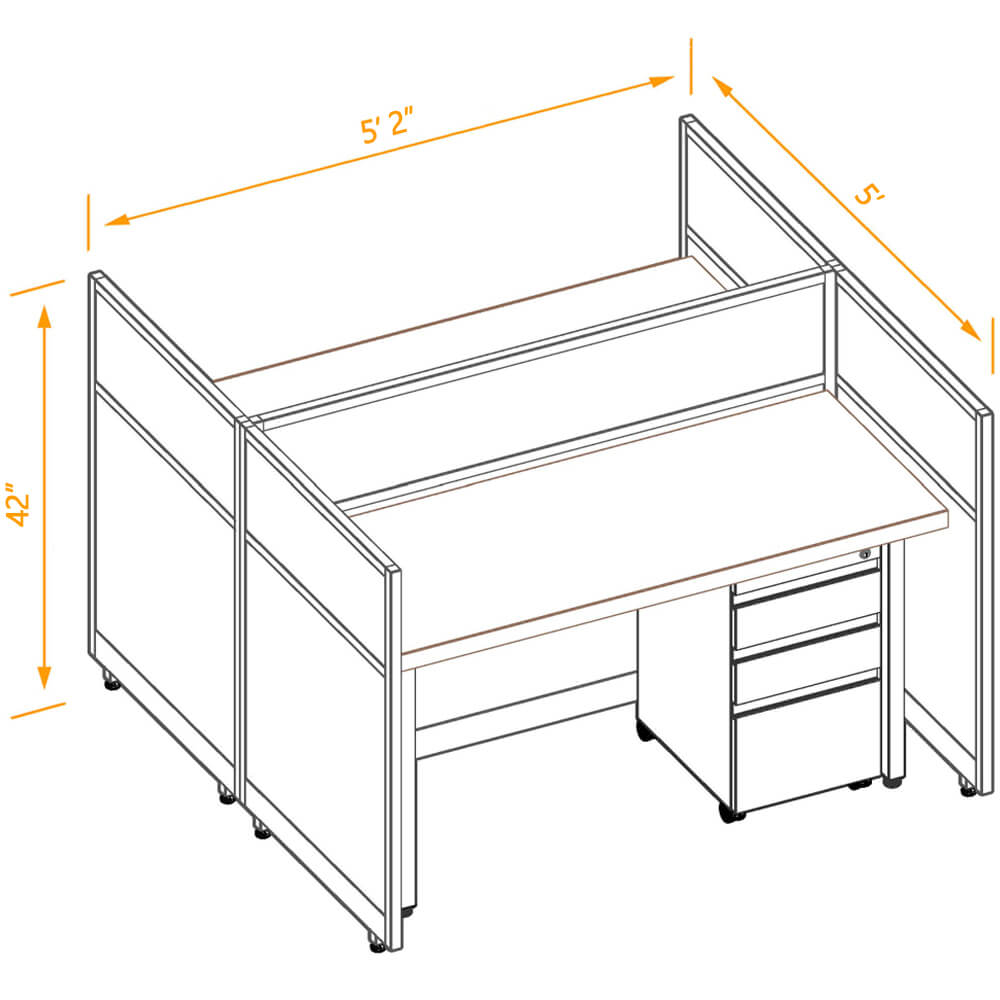 Cubicle workspaces 42h fixed non powered 2pack 2x5 Cubicle workspaces 42h fixed non powered 2pack 2x5