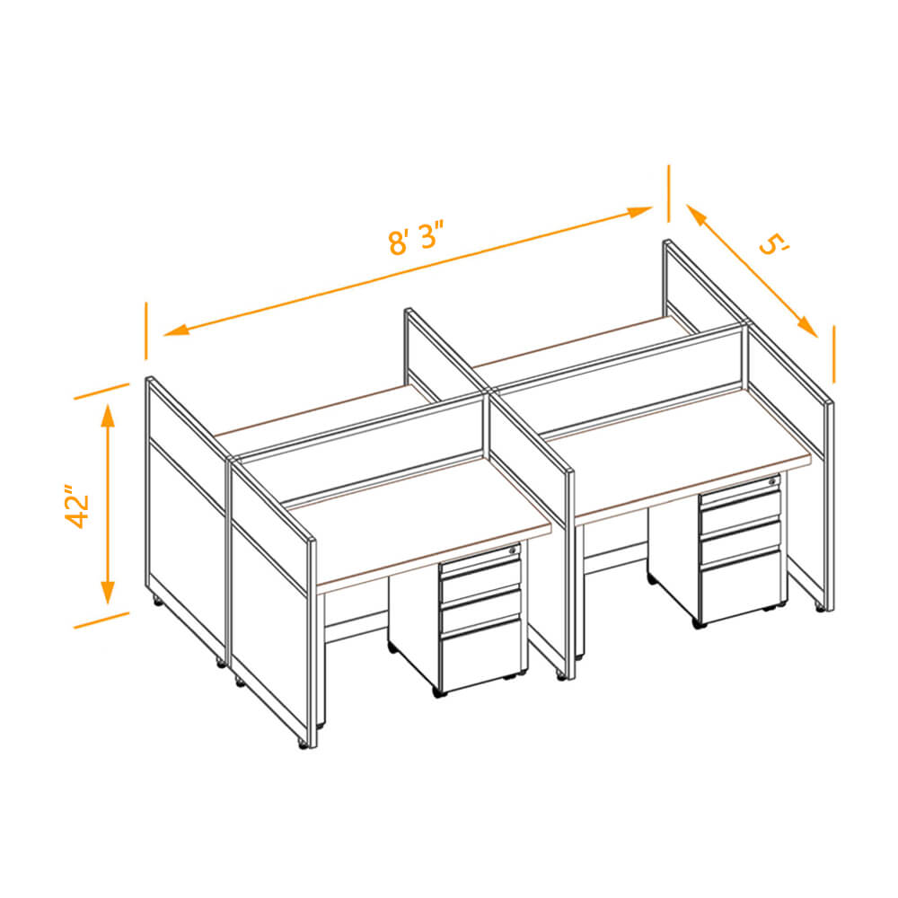 Cubicle workspaces 42h fixed non powered 4pack 2x4 Cubicle workspaces 42h fixed non powered 4pack 2x4