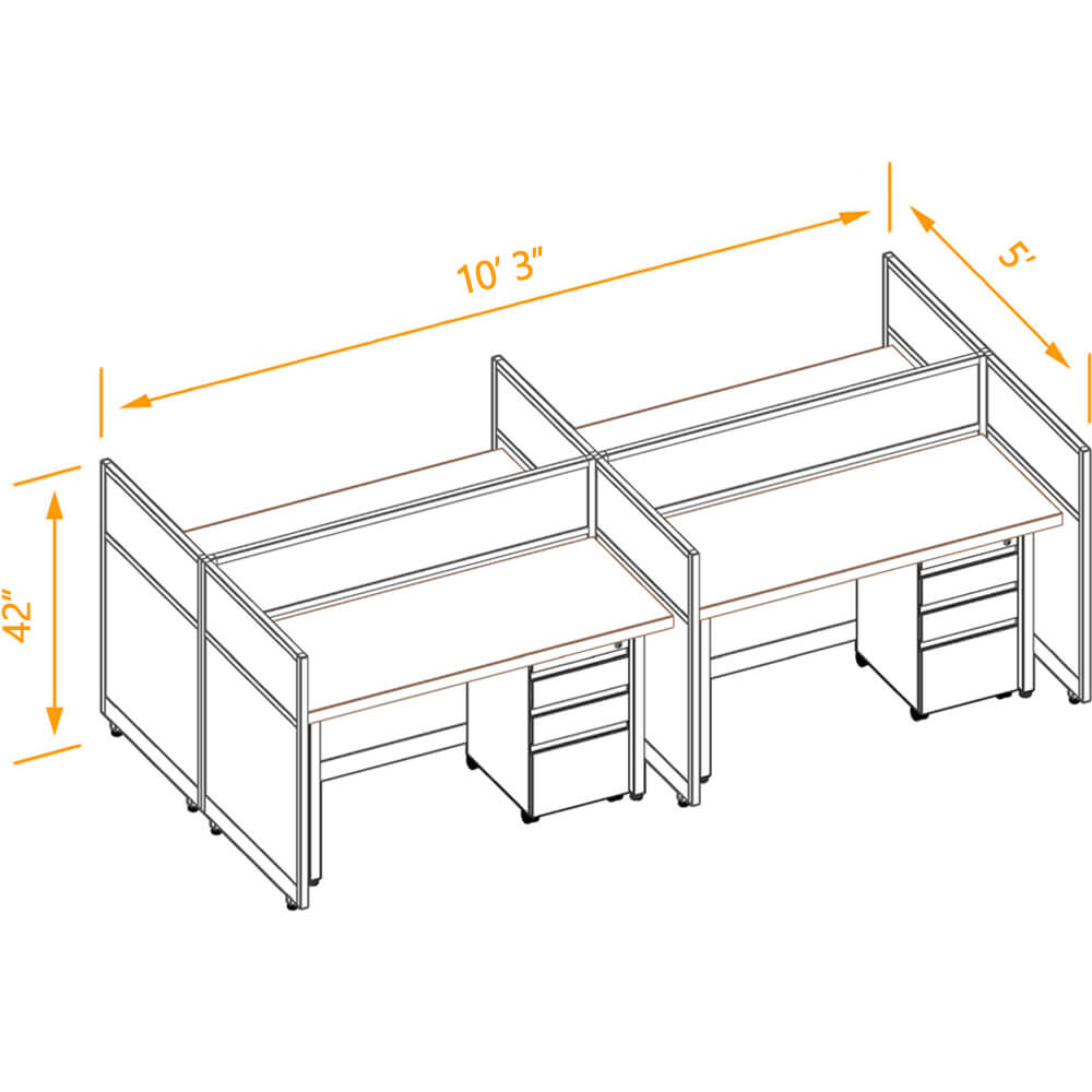 Cubicle workspaces 42h fixed non powered 4pack 2x5 Cubicle workspaces 42h fixed non powered 4pack 2x5