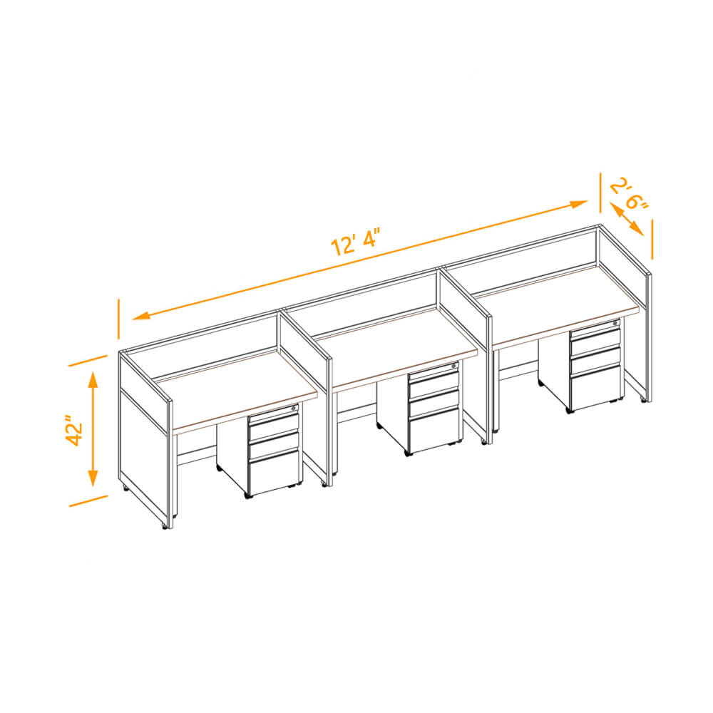 Cubicle workspaces 42h fixed powered 3pack 24 Cubicle workspaces 42h fixed powered 3pack 24