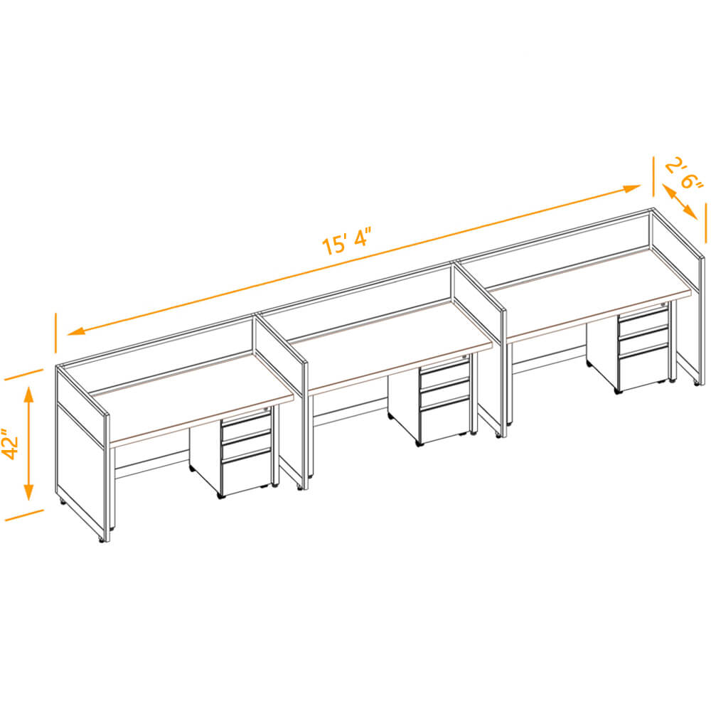 Cubicle workspaces 42h fixed powered 3pack 25 Cubicle workspaces 42h fixed powered 3pack 25