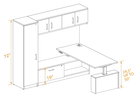 Industrial office setup with height adjustable desk 6x7 3d dims Industrial office setup with height adjustable desk 6x7 3d dims