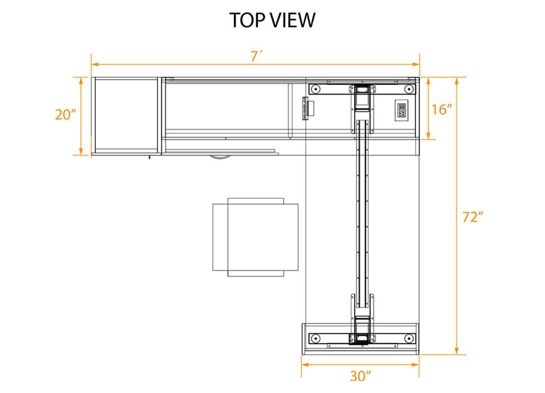 L shape single office top view dimensions L shape single office top view dimensions
