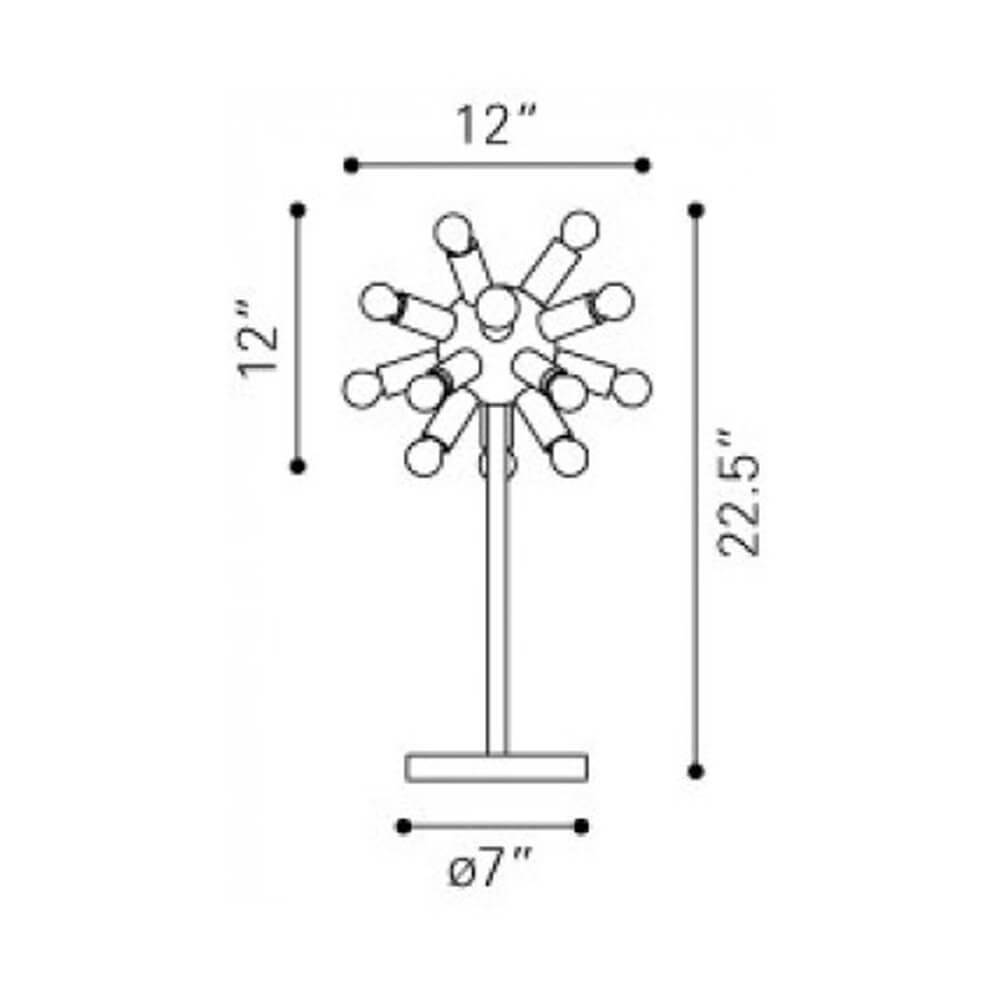Metal table lamp contemporary dimensions view Metal table lamp contemporary dimensions view