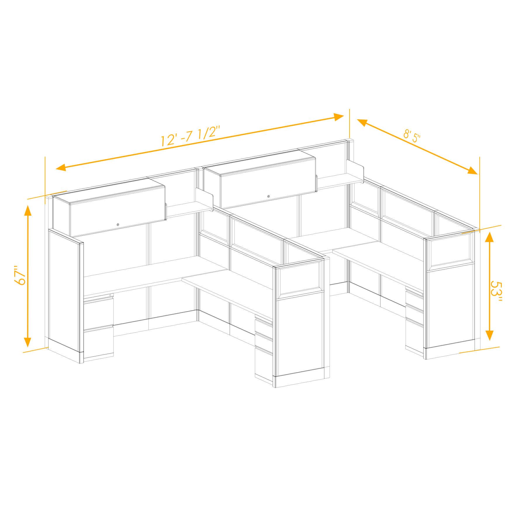 Modular furniture mixed height non powered CUB 2I 53 67 NP 68 PGL ESP WH PSO2 Modular furniture mixed height non powered CUB 2I 53 67 NP 68 PGL ESP WH PSO2