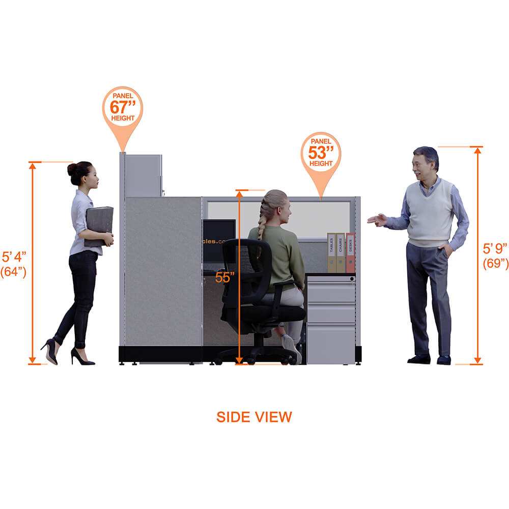 Partial glass office cubicles 53 67h single side view height Partial glass office cubicles 53 67h single side view height