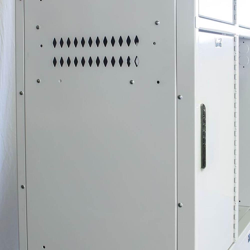 Employee lockers metal lockers laptop locker 1W 4T ventils side close up Employee lockers metal lockers laptop locker 1W 4T ventils side close up