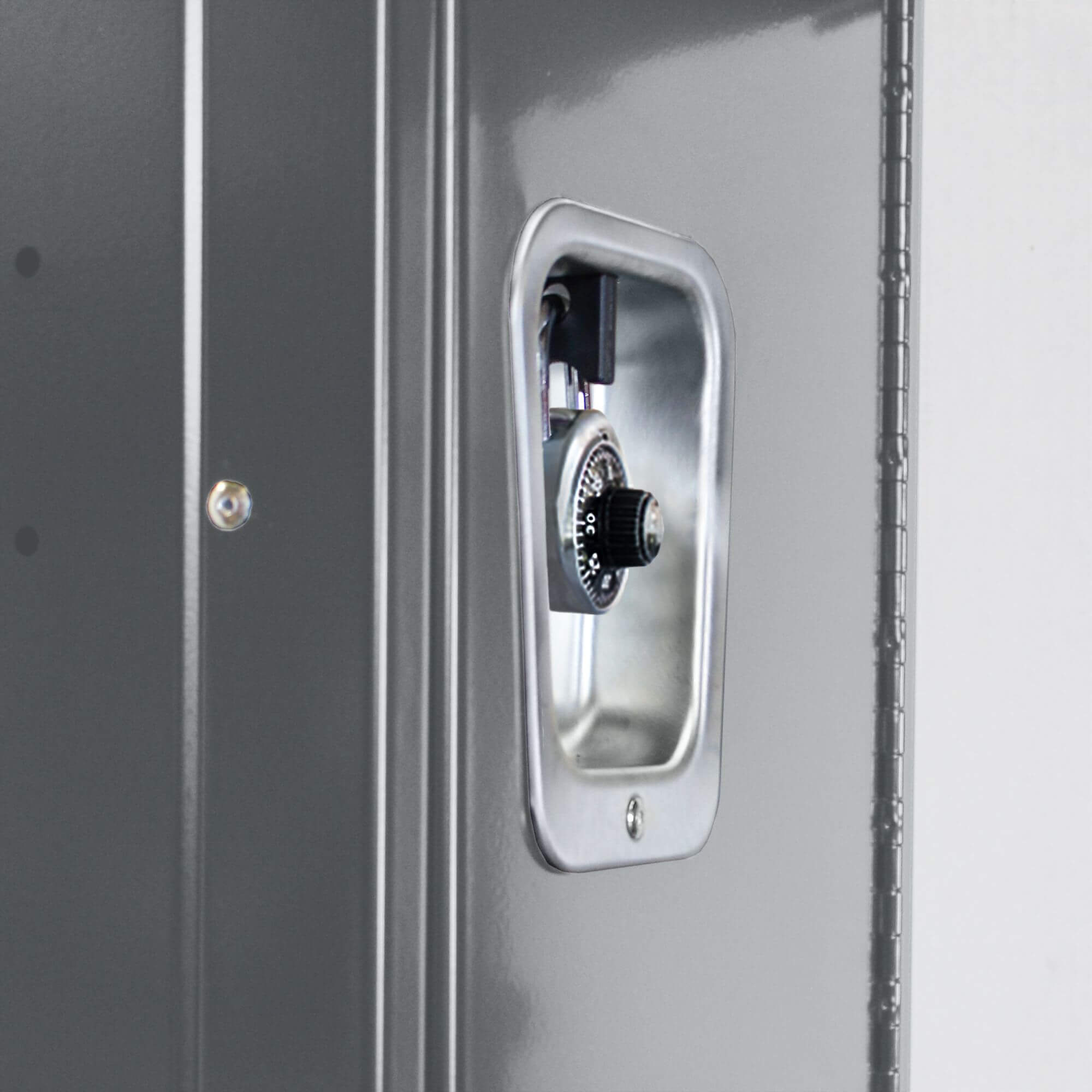 Employee lockers metal lockers wardrobe lockers 1w 1t light gray lock close up Employee lockers metal lockers wardrobe lockers 1w 1t light gray lock close up