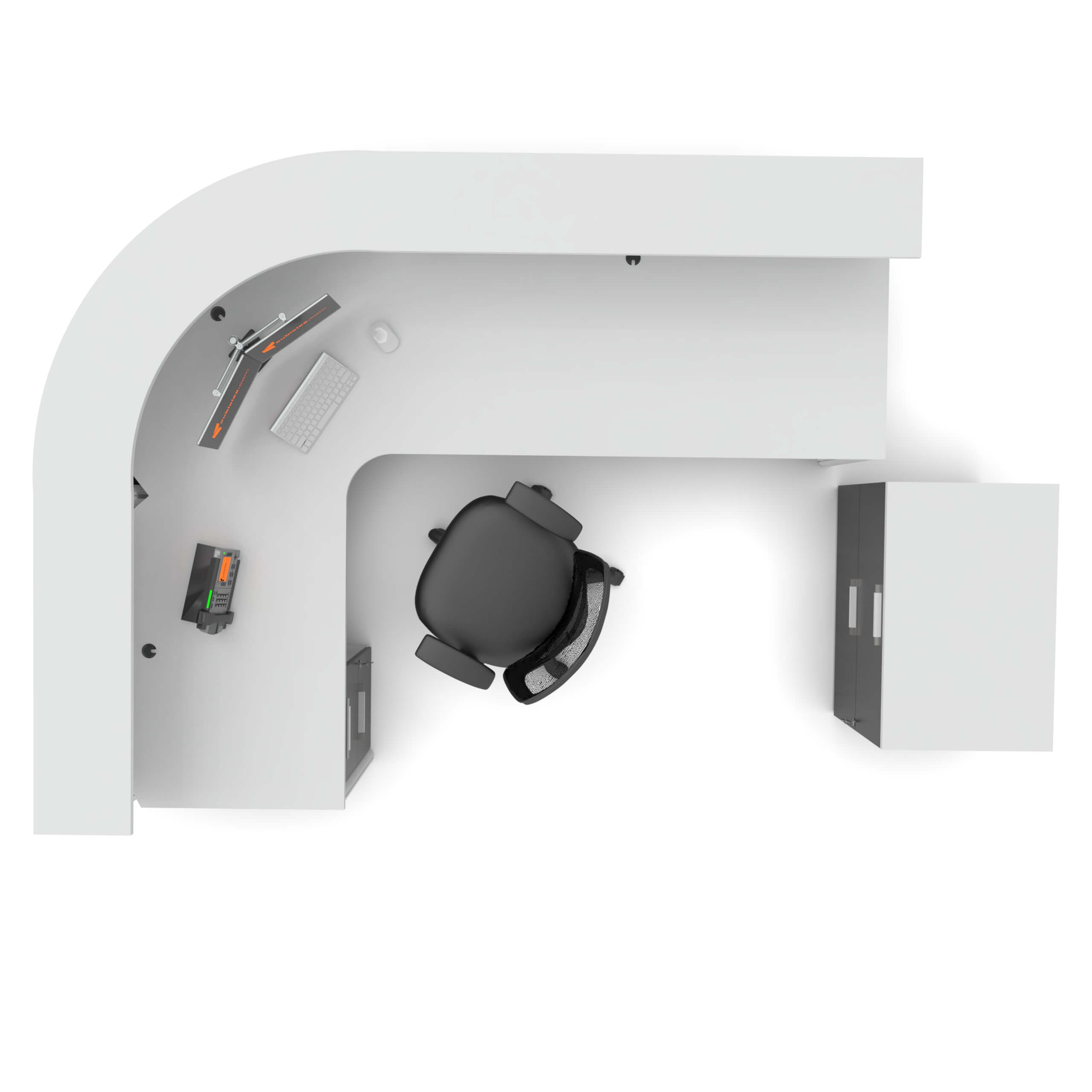 Infinitysweep corner reception desk top view Infinitysweep corner reception desk top view