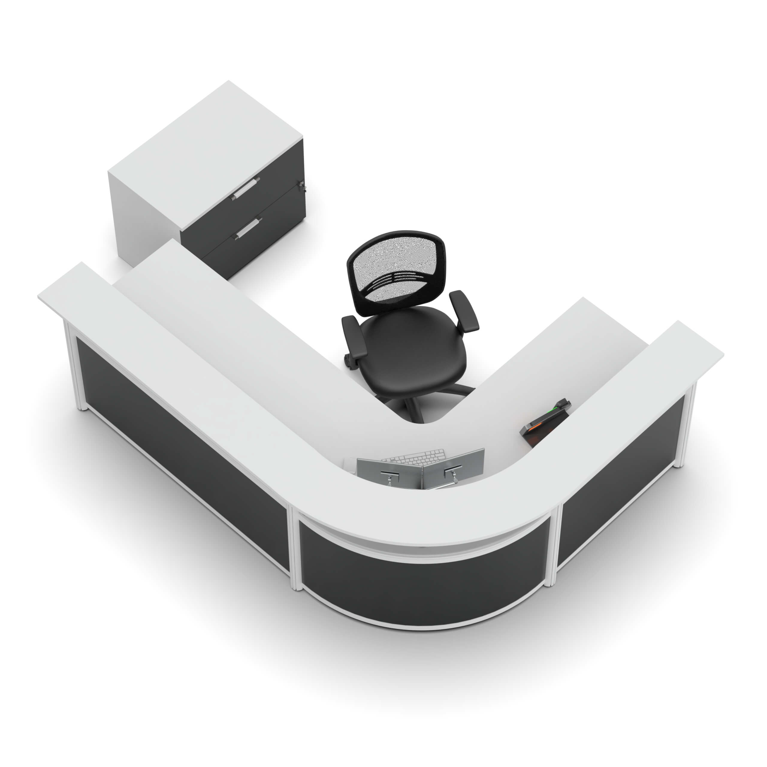 Infinitysweep corner reception desk view from top Infinitysweep corner reception desk view from top