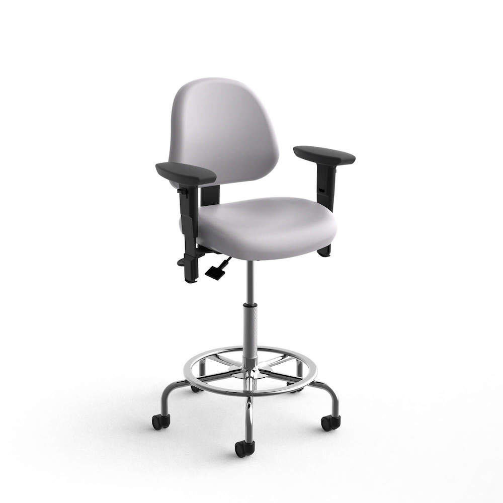 Office chair for standing desk ergonomic stool for standing desks lab stool adjustable light grey angle view Office chair for standing desk ergonomic stool for standing desks lab stool adjustable light grey angle view