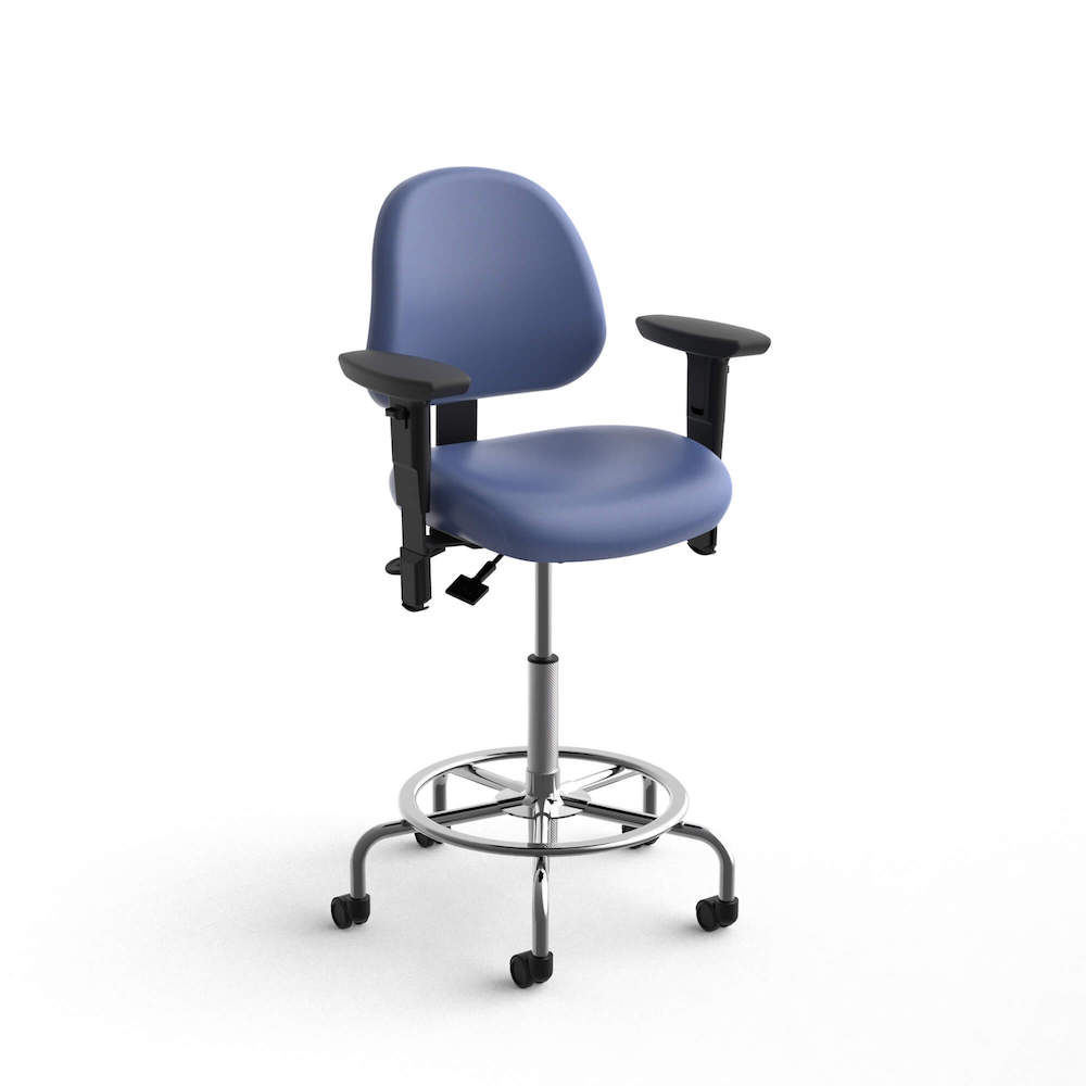 Office chair for standing desk ergonomic stool for standing desks lab stool adjustable navy blue angle view Office chair for standing desk ergonomic stool for standing desks lab stool adjustable navy blue angle view