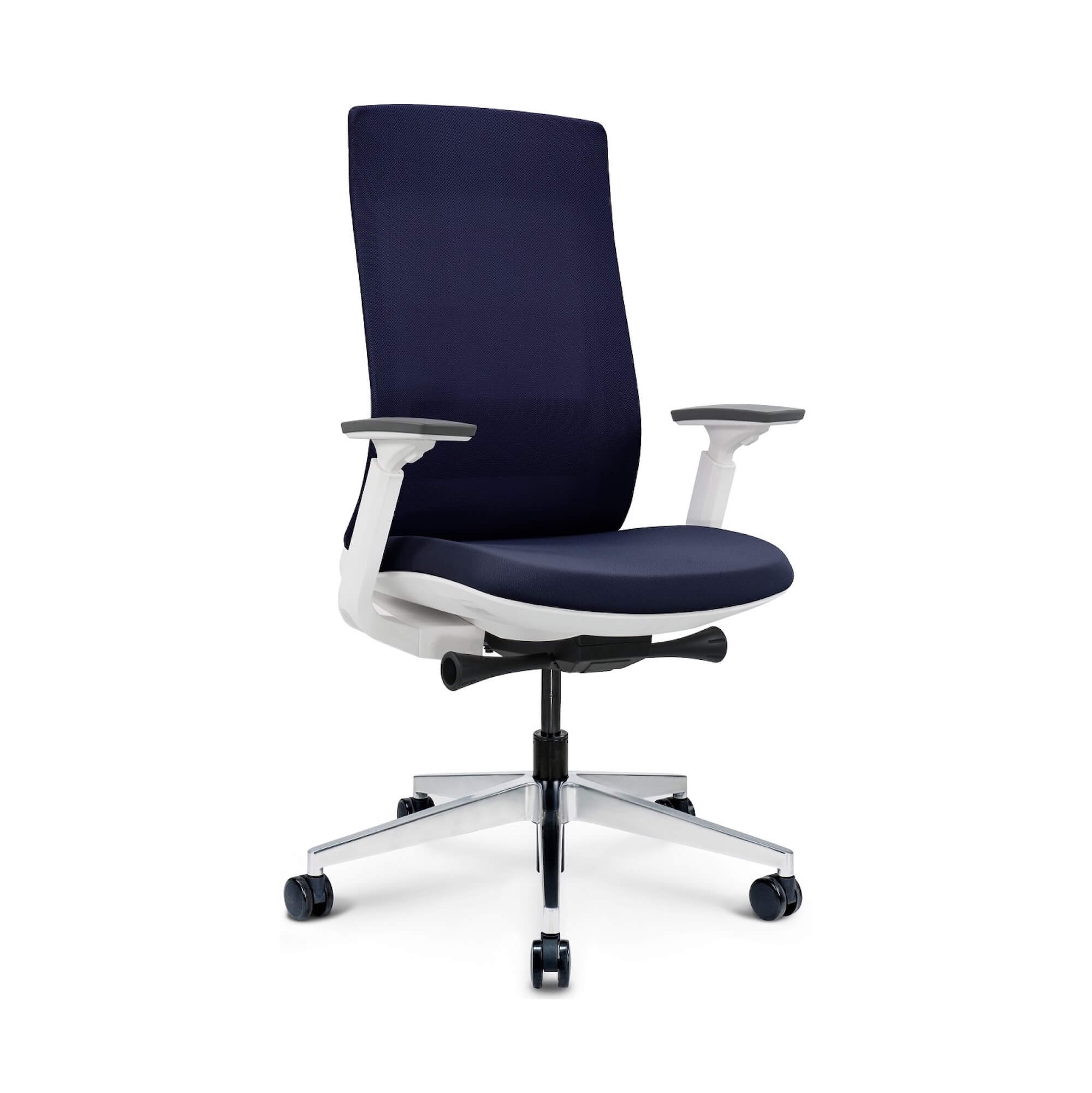 Office furniture chairs office desk chairs modern executive chair white frame blue fabric angle view Office furniture chairs office desk chairs modern executive chair white frame blue fabric angle view