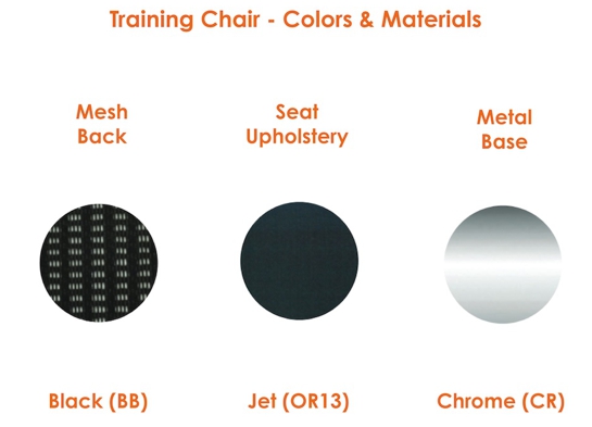 Training chair colors and materials finishing view Training chair colors and materials finishing view