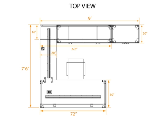 U shape individual office front view dimensions